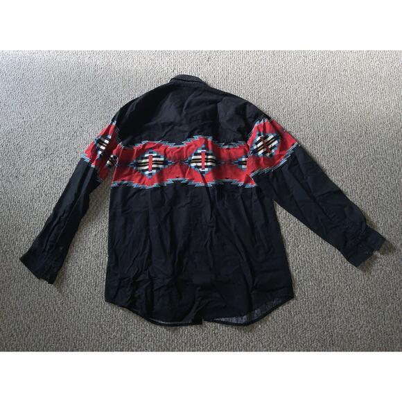 Roper Shirt Men XL Black Button Down Aztec Southwest Western Cowboy Long Sleeve - Picture 6 of 6